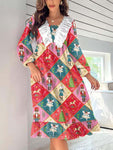 Women's Christmas Nutcracker Print Ruffled Homewear Dress