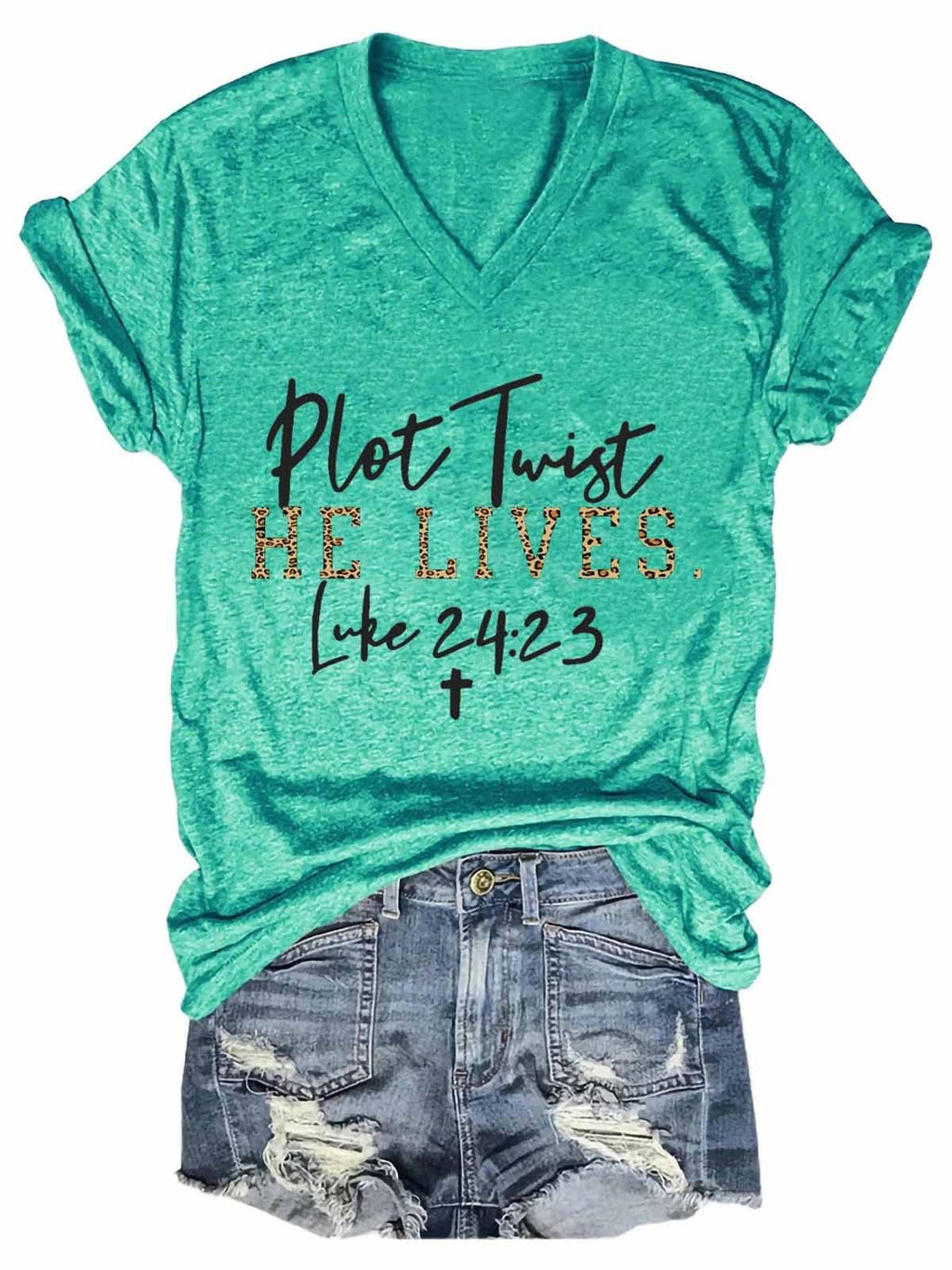 Women's Plot Twist He Lives V-Neck T-Shirt